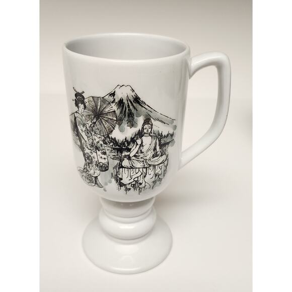 Kaysons International Pedestal Coffee Mugs Lot Of 4 Vtg 1965 Historical Landmark - Picture 8 of 12